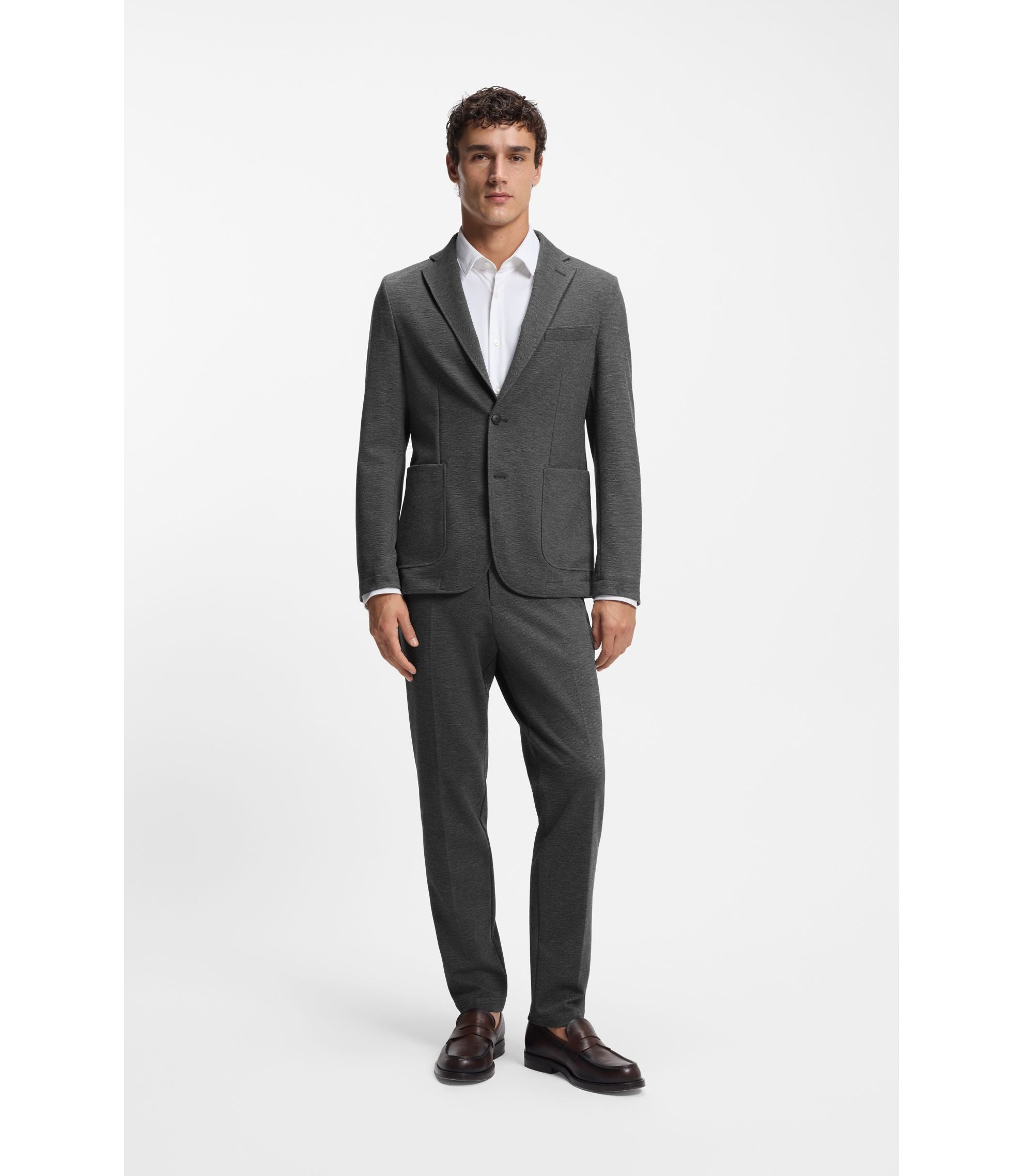 Boss Slim Fit Jacket In Performance Stretch Fabric Silver