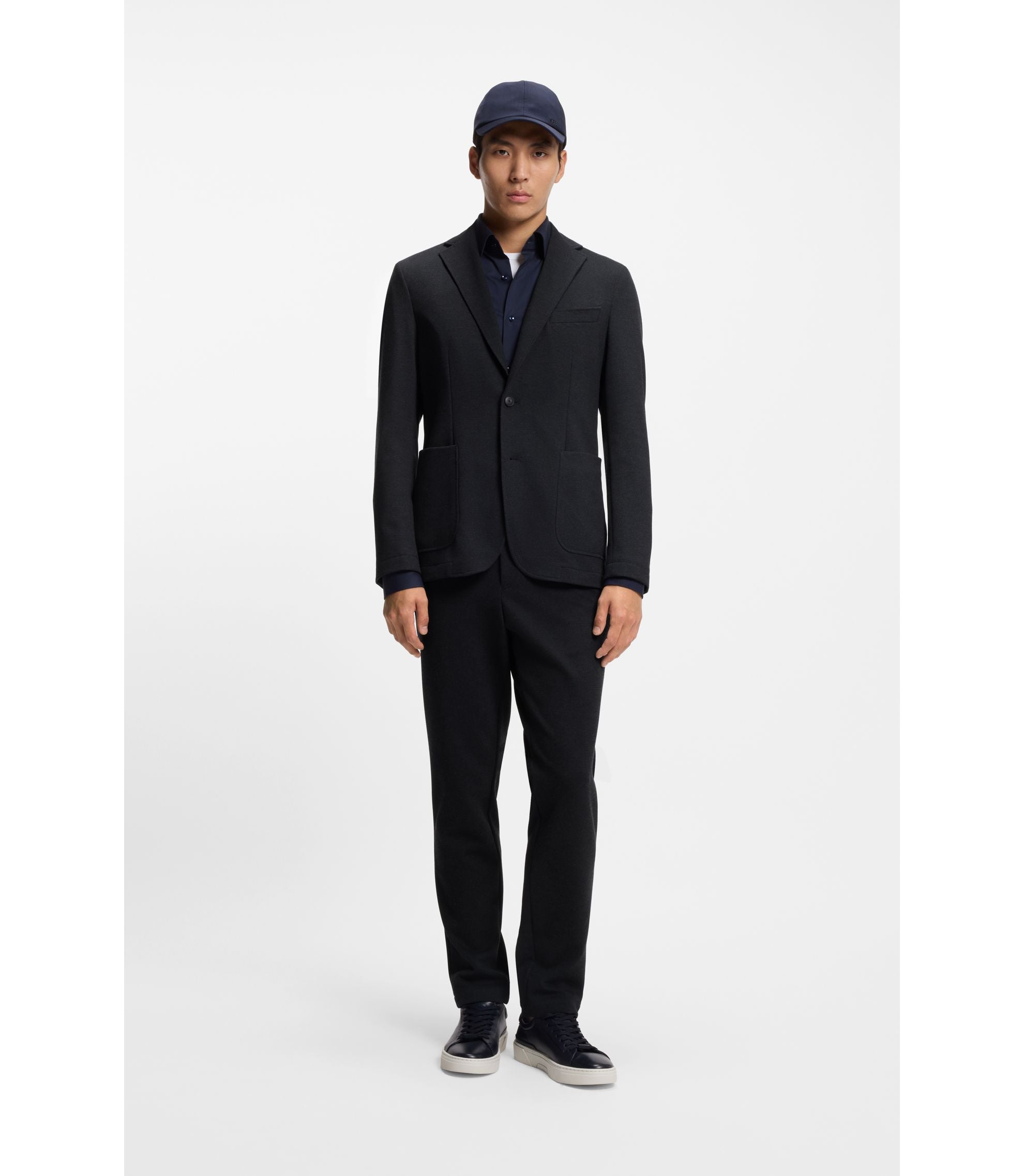 Boss Slim Fit Jacket In Performance Stretch Fabric Dark Blue