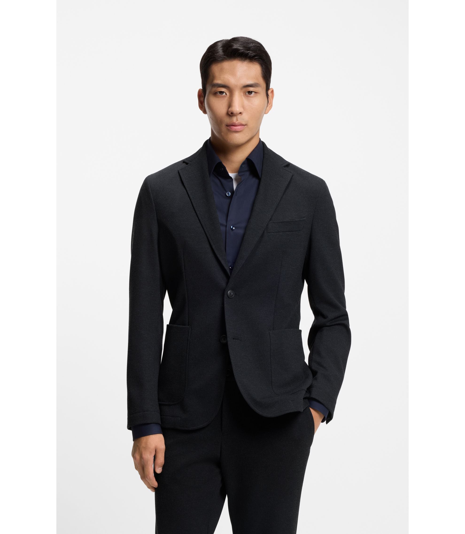 Boss Slim Fit Jacket In Performance Stretch Fabric Dark Blue