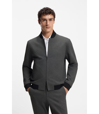 Boss Slim Fit Jacket In Wrinkle Resistant Fabric Silver