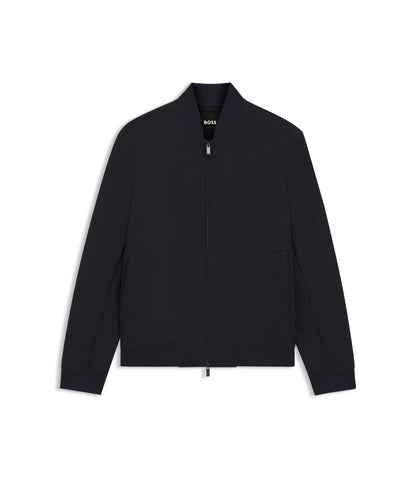 Boss Slim Fit Jacket In Wrinkle Resistant Fabric Dark Blue