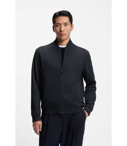 Boss Slim Fit Jacket In Wrinkle Resistant Fabric Dark Blue