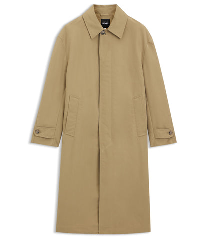 Boss Water Repellent Coat With Concealed Closure Khaki