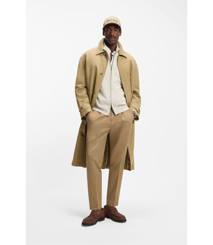 Boss Water Repellent Coat With Concealed Closure Khaki