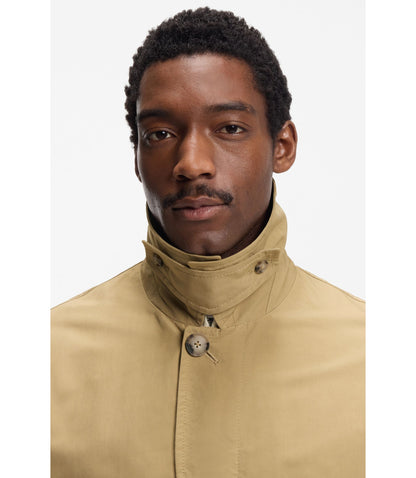 Boss Water Repellent Coat With Concealed Closure Khaki