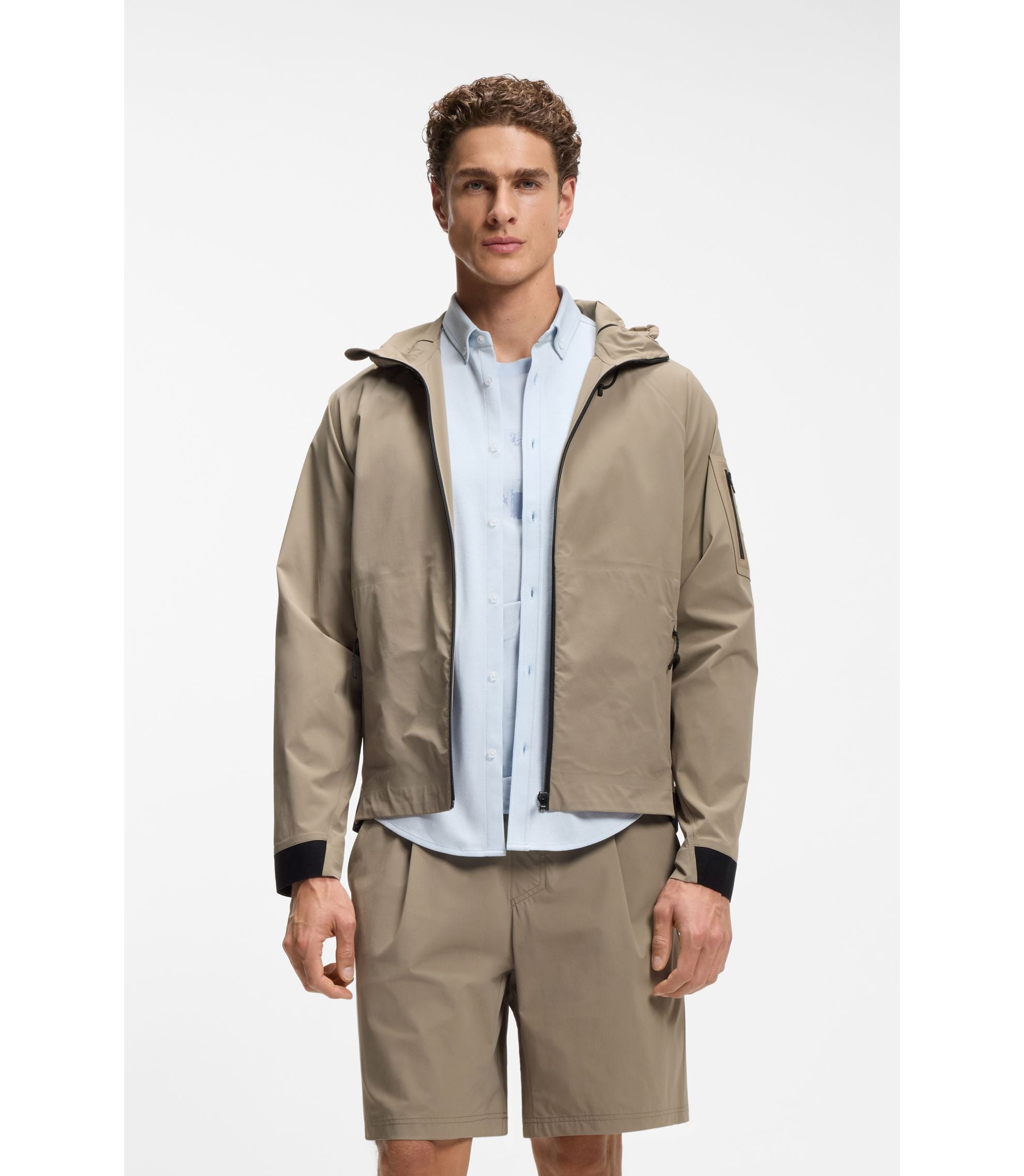 Boss Water Repellent Jacket With Micro Waffle Structure Light Green