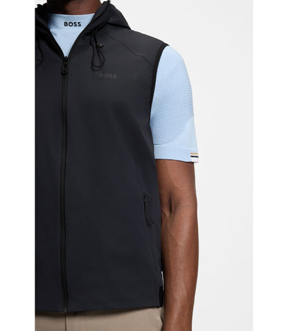 Boss Water Repellent Hooded Gilet With Micro Waffle Structure Dark Blue