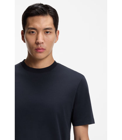 Boss Inner Monogram T Shirt In A Cotton Blend Dark Blue