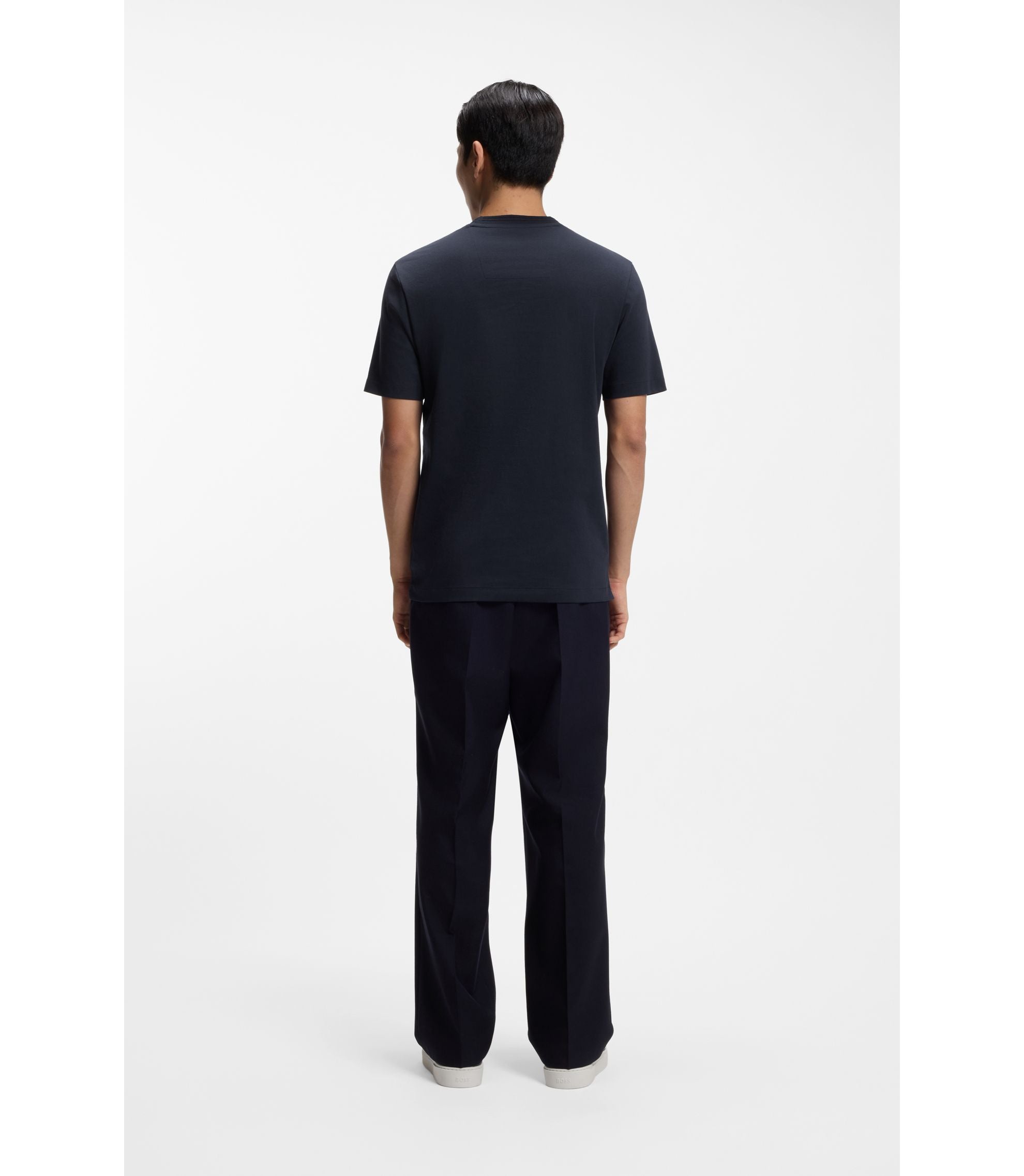 Boss Inner Monogram T Shirt In A Cotton Blend Dark Blue