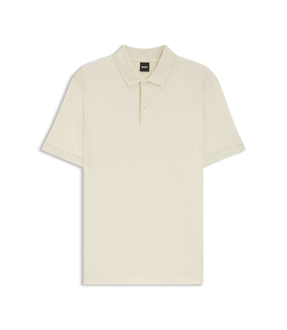 Boss Monogram Placket Polo Shirt In A Cotton Blend White