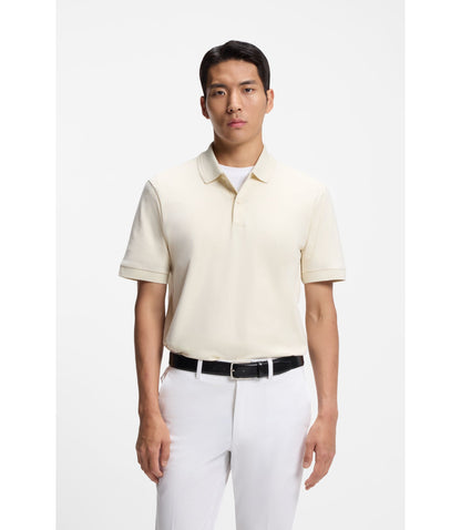Boss Monogram Placket Polo Shirt In A Cotton Blend White