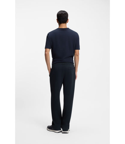 Boss Drawcord Waist Trousers In A Regular Fit Dark Blue