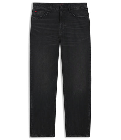 Hugo Grey Regular Fit Jeans In Vintage Wash Denim Dark Grey