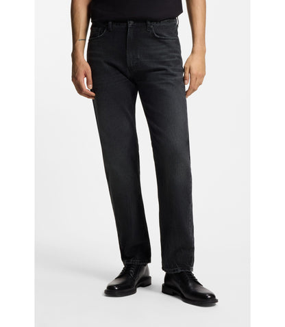 Hugo Grey Regular Fit Jeans In Vintage Wash Denim Dark Grey
