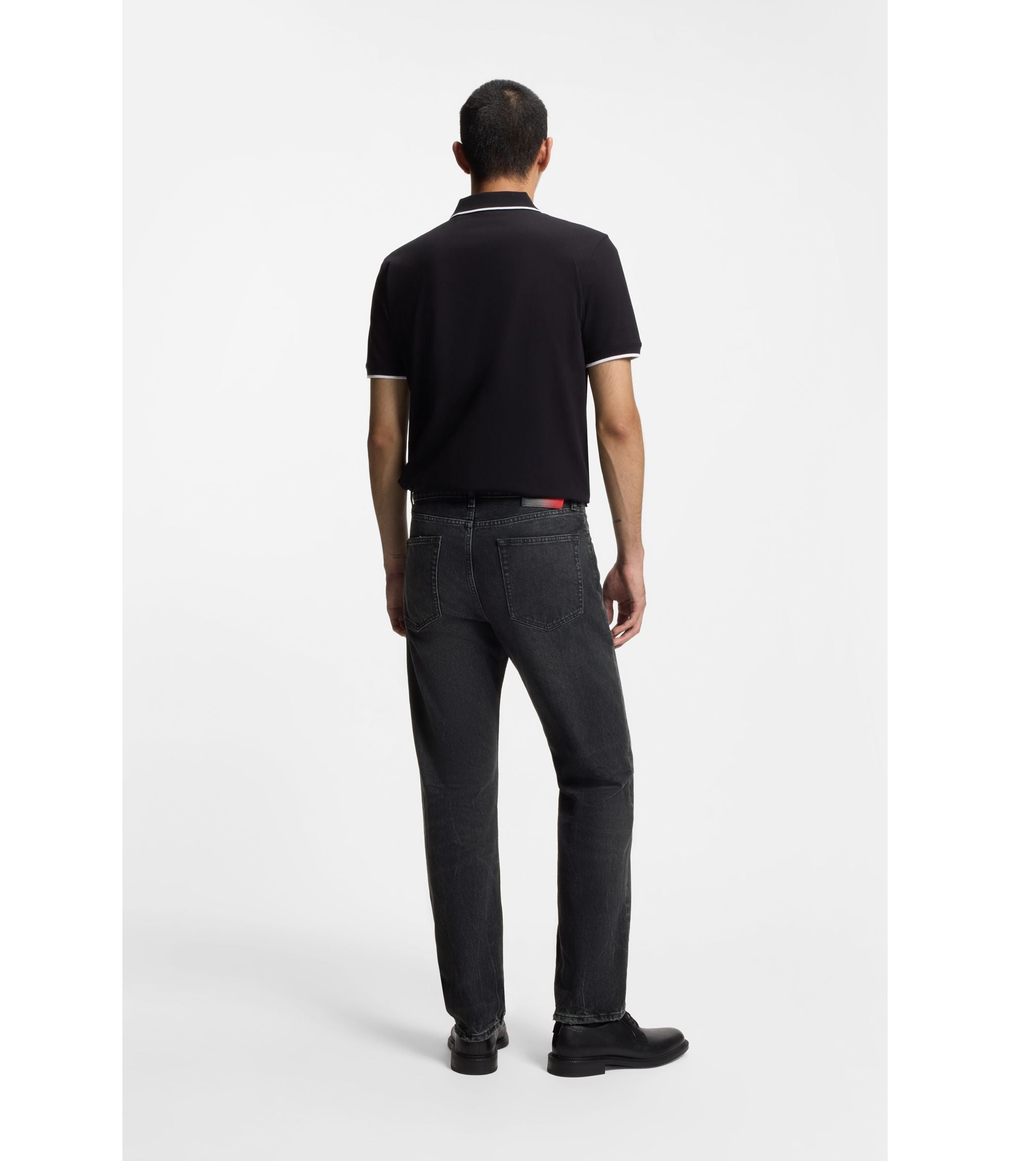 Hugo Grey Regular Fit Jeans In Vintage Wash Denim Dark Grey