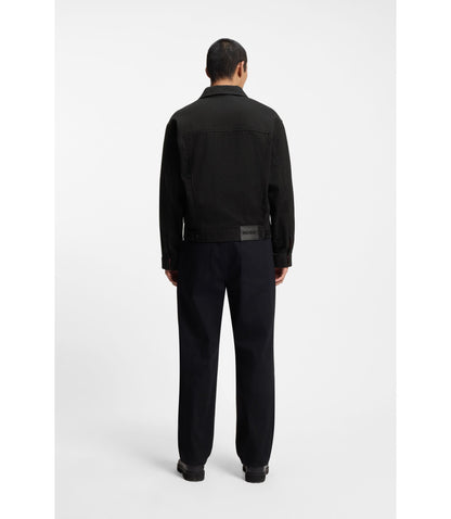 Hugo Black Regular Fit Jacket In Japanese Denim Black