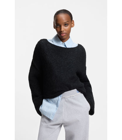 Hugo Happy Hugo Sweater In An Oversized Fit Black Women's