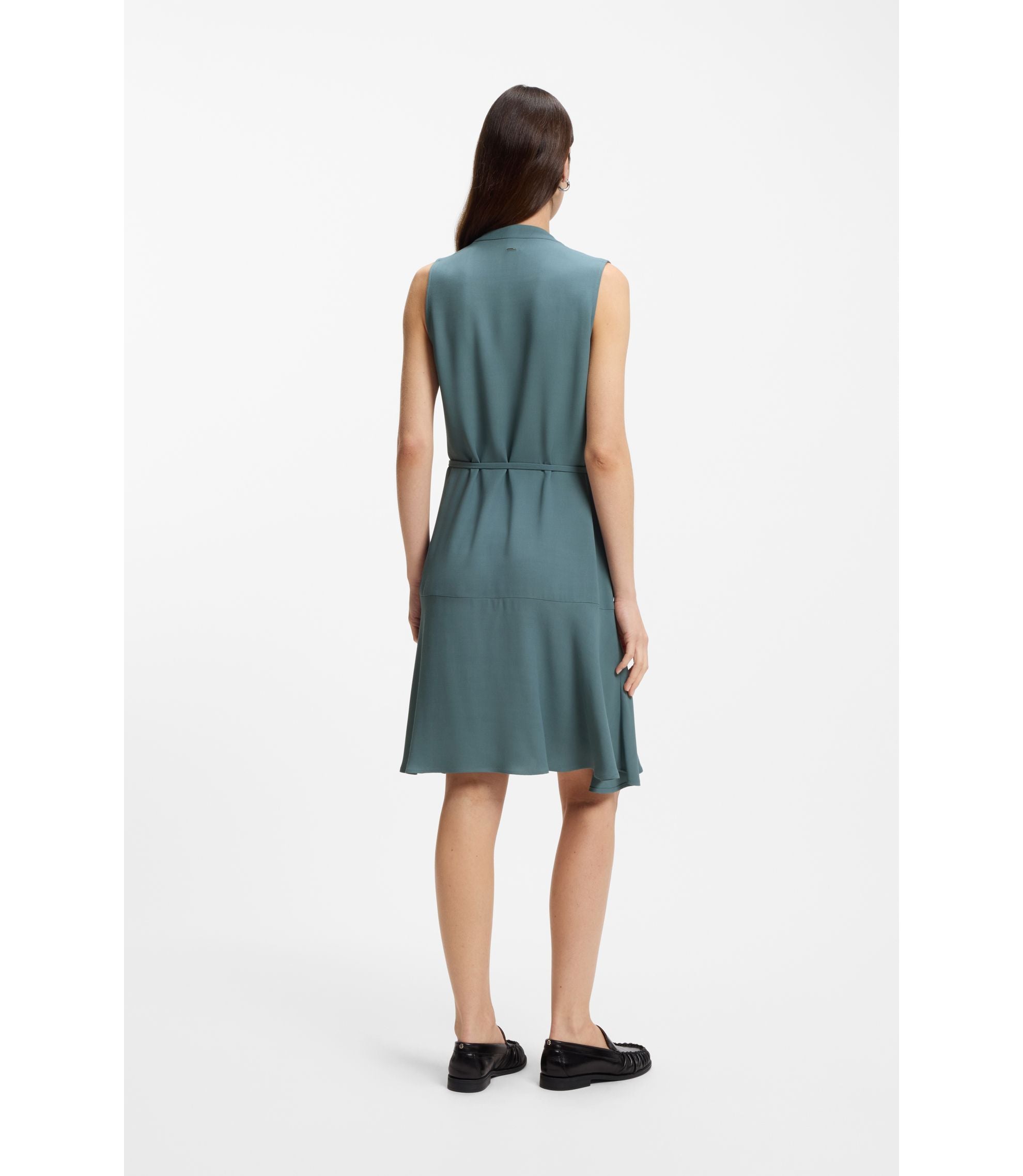 Boss Crepe Wrap Dress With Belt Blue Women's