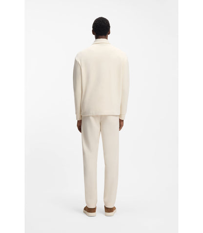 Boss Zip Neck Sweatshirt In A Cotton Blend White