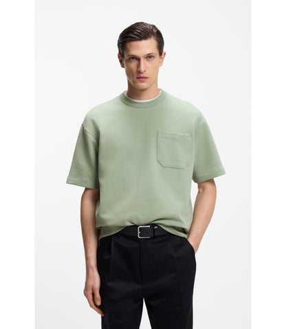 Boss Peached T Shirt In A Cotton Blend Light Green
