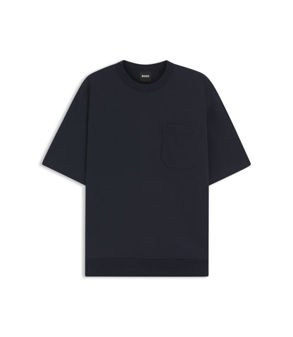 Boss Peached T Shirt In A Cotton Blend Dark Blue