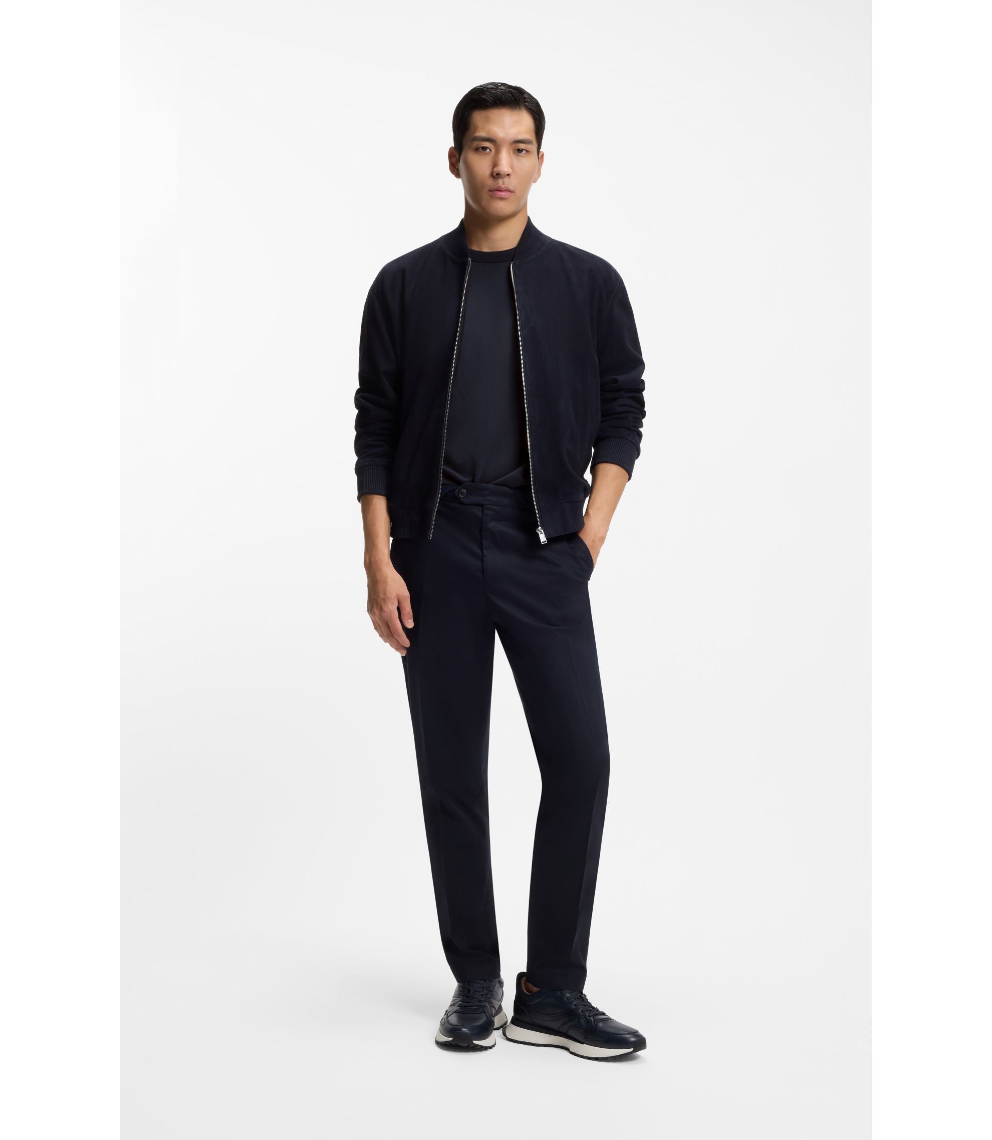 Boss Peached T Shirt In A Cotton Blend Dark Blue