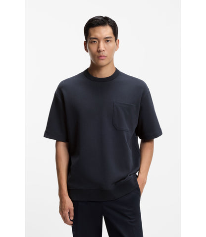 Boss Peached T Shirt In A Cotton Blend Dark Blue
