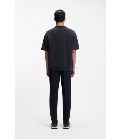 Boss Peached T Shirt In A Cotton Blend Dark Blue