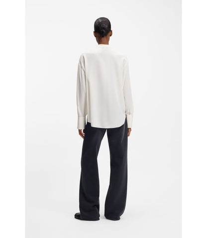 Boss Regular Fit Blouse In Sandwashed Silk White Women's