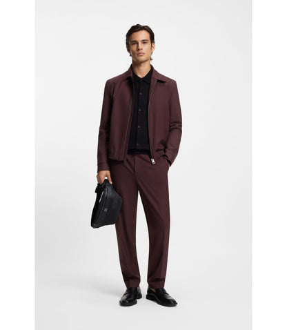 Hugo Slim Fit Jacket In Wool Blend Poplin Light Brown