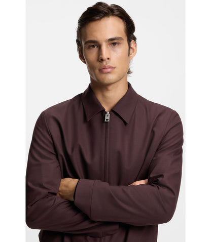Hugo Slim Fit Jacket In Wool Blend Poplin Light Brown