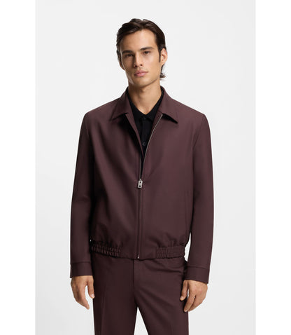 Hugo Slim Fit Jacket In Wool Blend Poplin Light Brown
