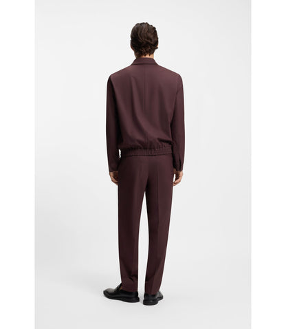 Hugo Slim Fit Jacket In Wool Blend Poplin Light Brown