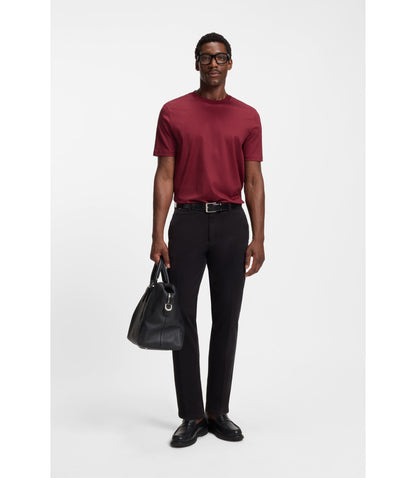 Boss Mercerised Cotton T Shirt With Two Tone Monograms Dark Red