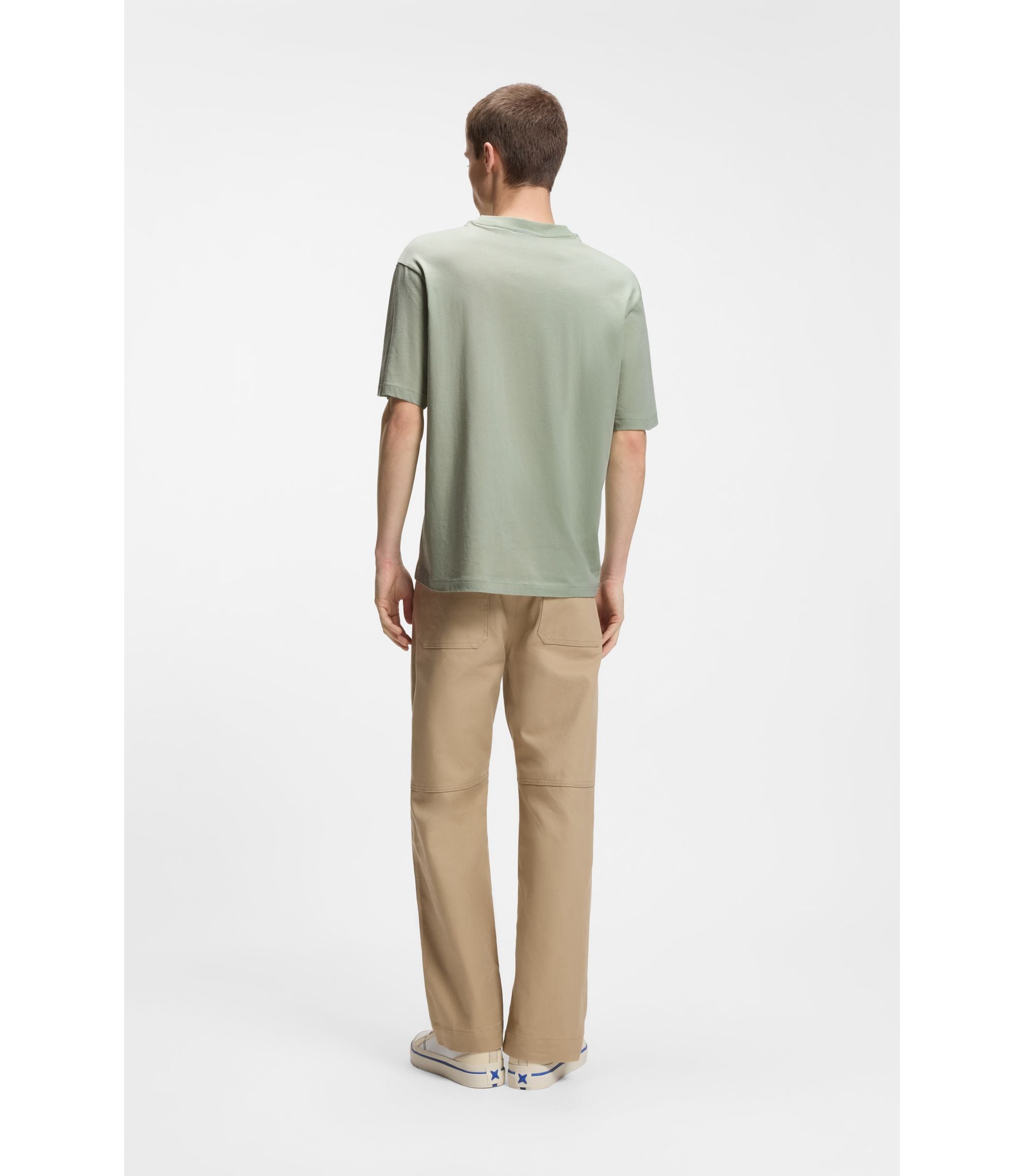 Hugo Printed Artwork T Shirt In Cotton Jersey Light Green