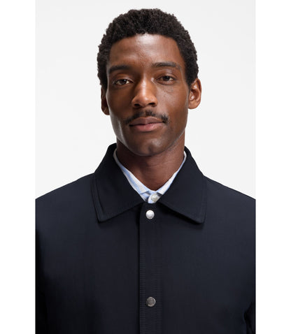 Boss Relaxed Fit Jacket In Water Repellent Peached Fabric Dark Blue