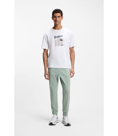 Boss Tennis Artwork T Shirt In Pima Cotton White