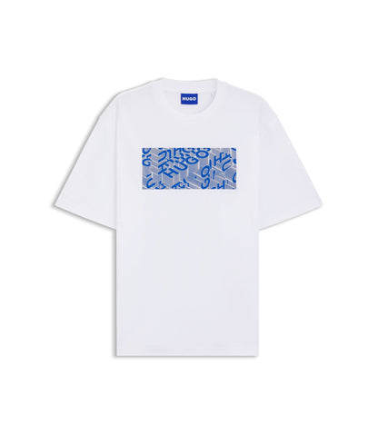 Hugo Printed Artwork T Shirt In Cotton Jersey White