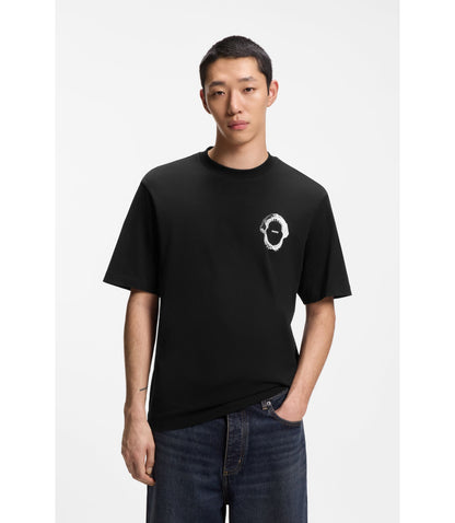 Hugo Marine Artwork T Shirt In Cotton Jersey Black