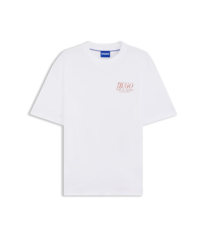 Hugo Marine Artwork T Shirt In Cotton Jersey White