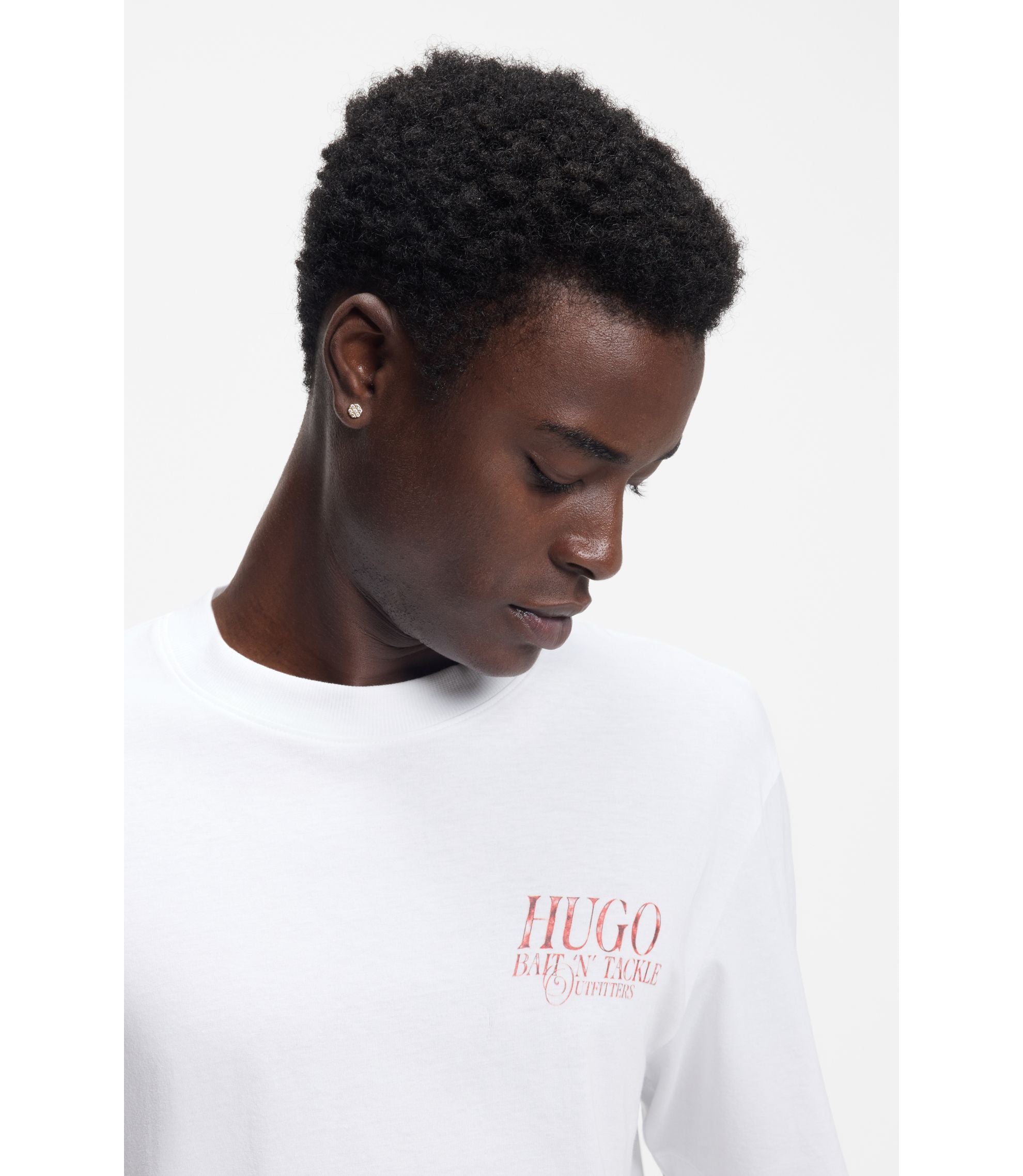 Hugo Marine Artwork T Shirt In Cotton Jersey White
