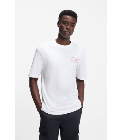 Hugo Marine Artwork T Shirt In Cotton Jersey White
