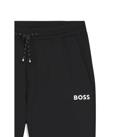 Boss Active Stretch Gabardine Tracksuit Bottoms With Zipped Hems Black