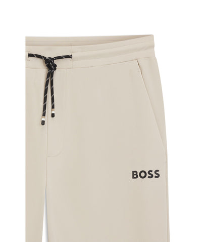 Boss Active Stretch Gabardine Tracksuit Bottoms With Zipped Hems Light Beige