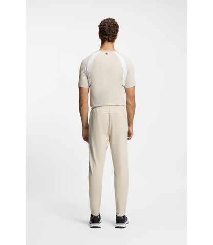 Boss Active Stretch Gabardine Tracksuit Bottoms With Zipped Hems Light Beige