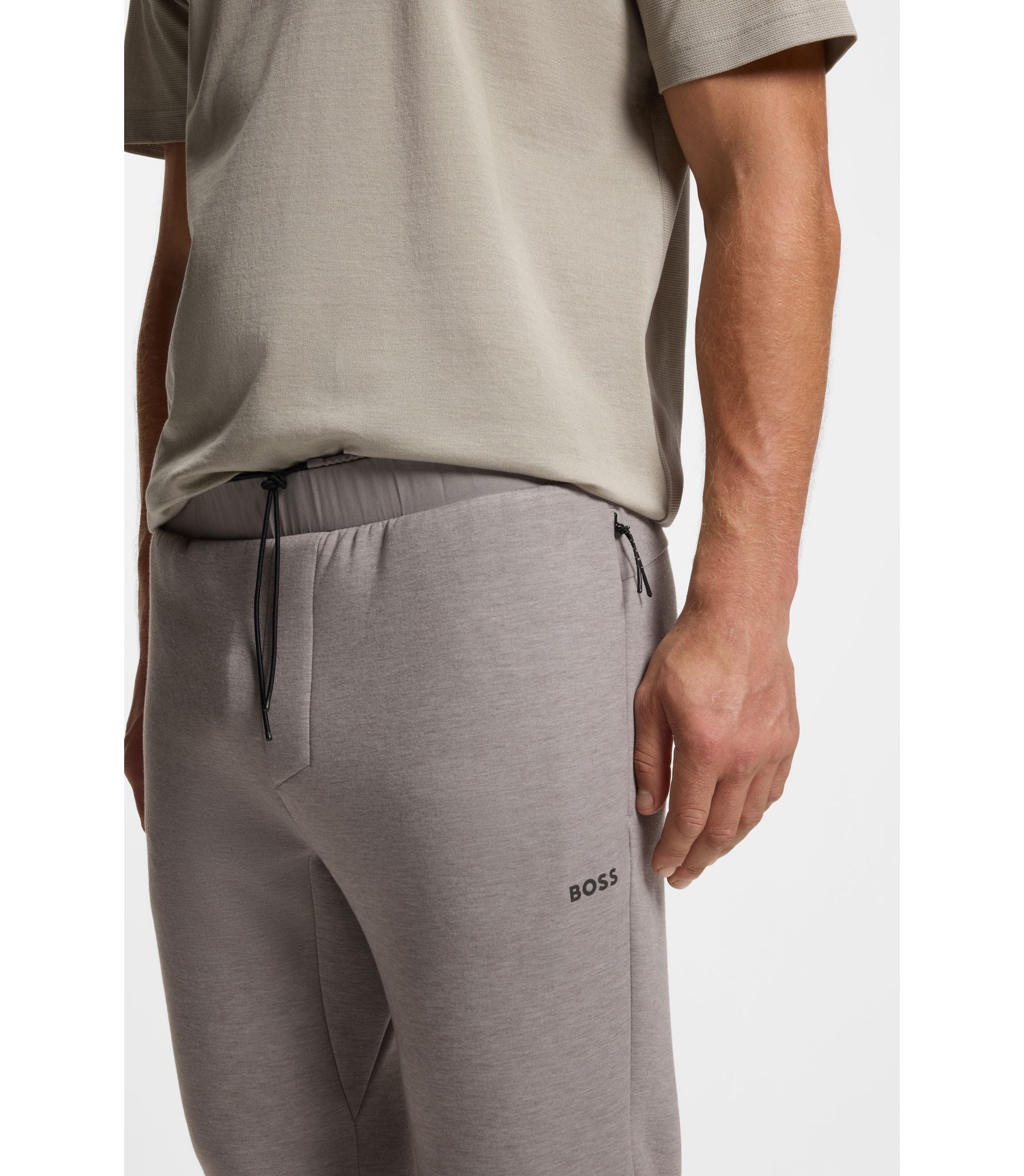 Boss Reflective Detail Tracksuit Bottoms In A Regular Fit Light Grey