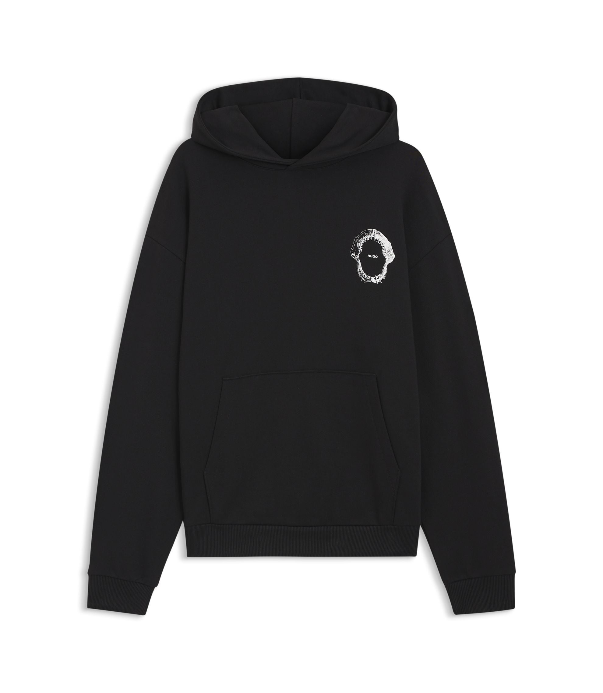 Hugo Marine Artwork Hoodie In Cotton Terry Black