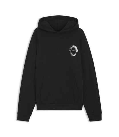 Hugo Marine Artwork Hoodie In Cotton Terry Black