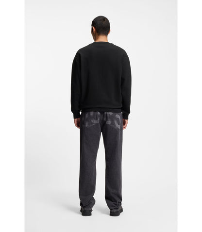 Hugo Logo Artwork Sweatshirt In Cotton Terry Black