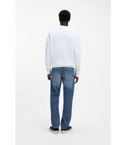 Hugo Logo Artwork Sweatshirt In Cotton Terry White